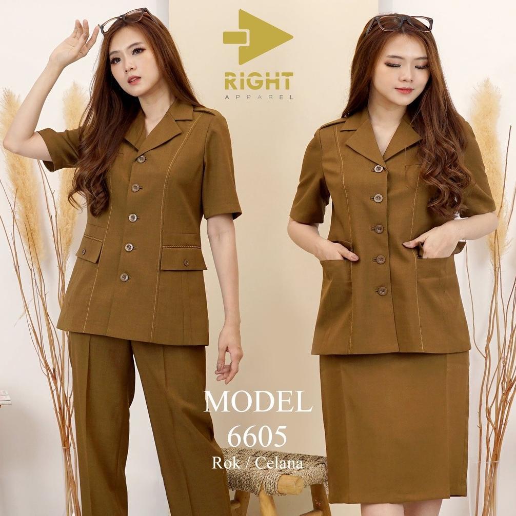 Best Seller Seragam Pns Id - Blazer Seragam Wanita Lengan Pendek Kerah Jas Kantong 3 Set Celana Panj