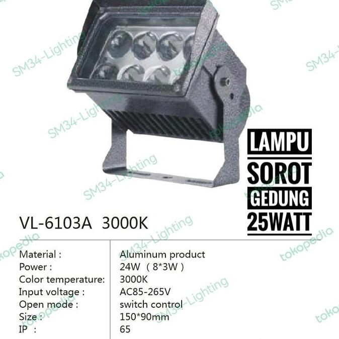 Kap Sorot Cree 30w 50meter LED Lampu Tembak Gedung Spot Taman Outdoor