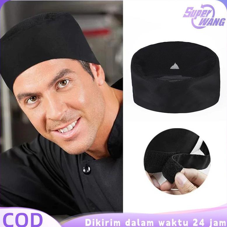 NEW Topi Chef Hitam Topi Koki Jala Topi Masak Chef Topi Topi Chef Pria Wanita [terbaik][terlaris]