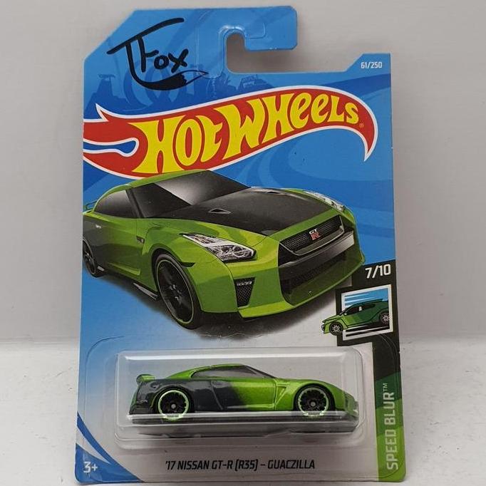 ORIGINAL HOTWHEELS 17 NISSAN GT-R R35 GUACZILLA TFOX GREEN