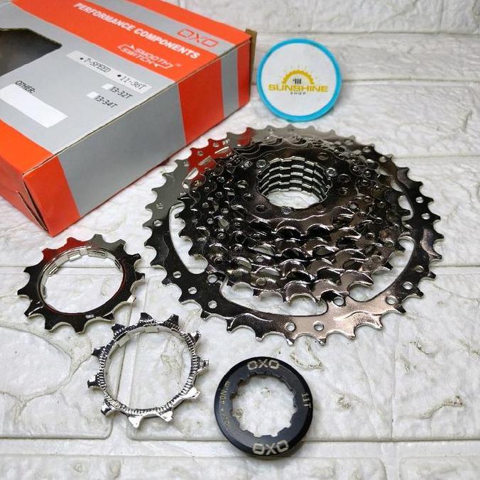 Sprocket Cassette 7 Speed 11-36T OXO CHROME Gir Slup TANPA DRAT Untuk Hub Freehub Jangkrik Sepeda MT