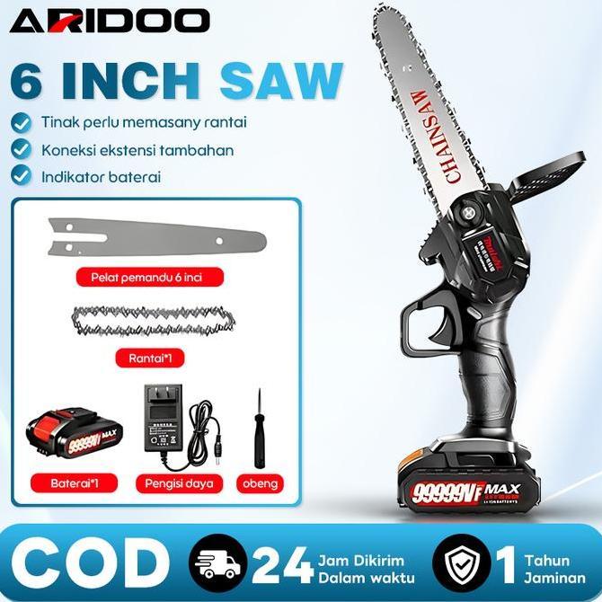 Grosir Gergaji Listrik Mini Chainsaw Listrik Tanpa Kabel Gergaji Listrik Genggam 96V Memotong Kayu C