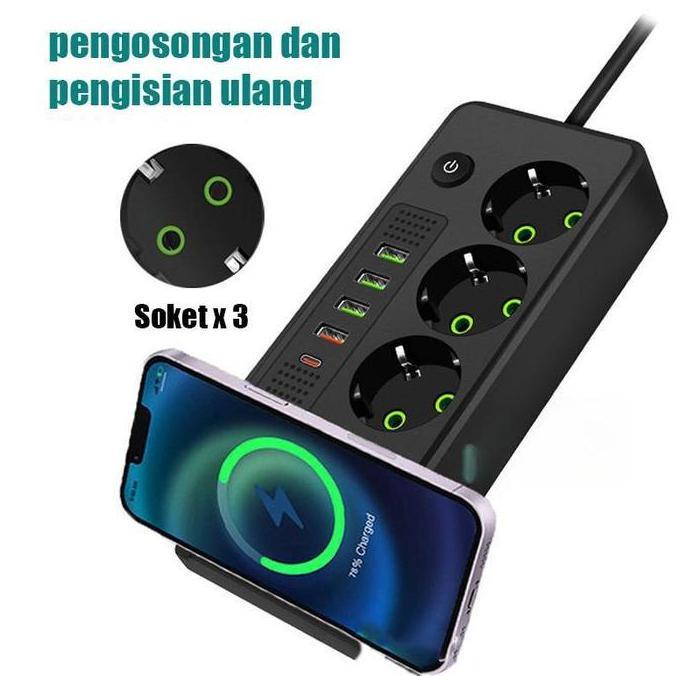 Sale Power Strip Socket Charger Stop Kontak Usb Charger Elektrik Type C Pengisian Daya Nirkabel Peng