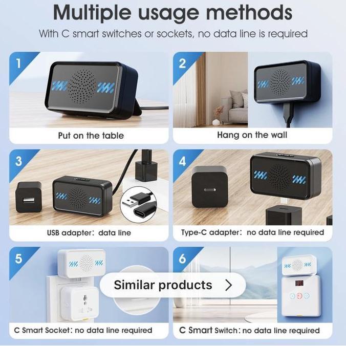 Grosir Bel Pintu Rumah Remote C Smart Black Wireless Waterproof Doorbell 1X Remote 2X Receiver Wirel