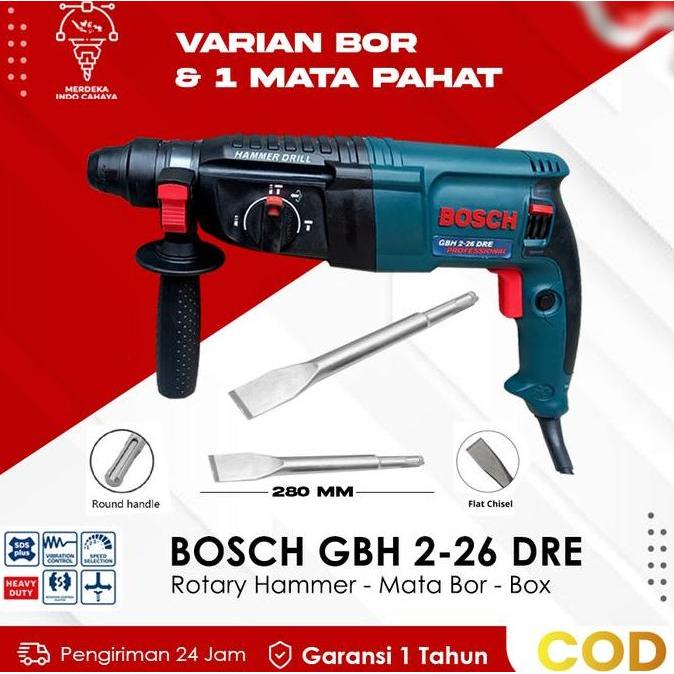 Promo Best Seller!!! Bosch Mesin Bor Gbh 2-26 Dre Rotary Hammer 3 Fungsi Bor Beton Kayu Besi 800W Sd