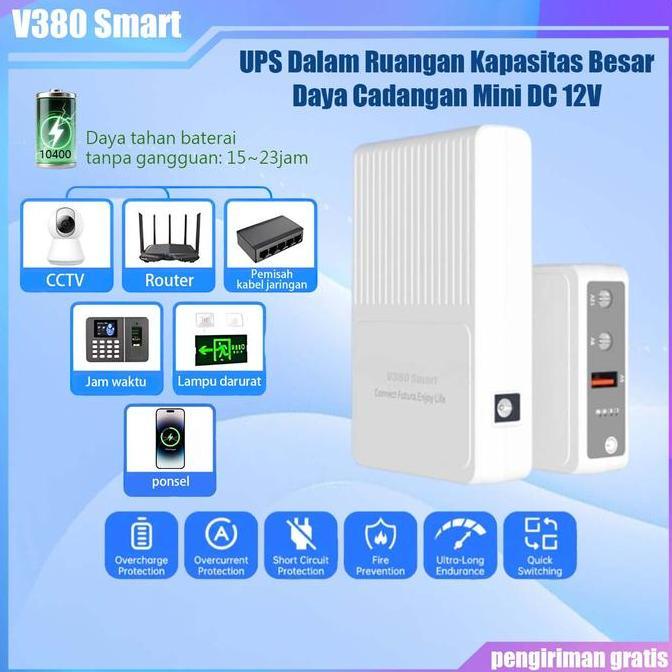Zena_groupabadi - V380 Smart Powerbank 10400mah UPS 12V 2A Uninterruptible Power Supply Mini UPS Bat