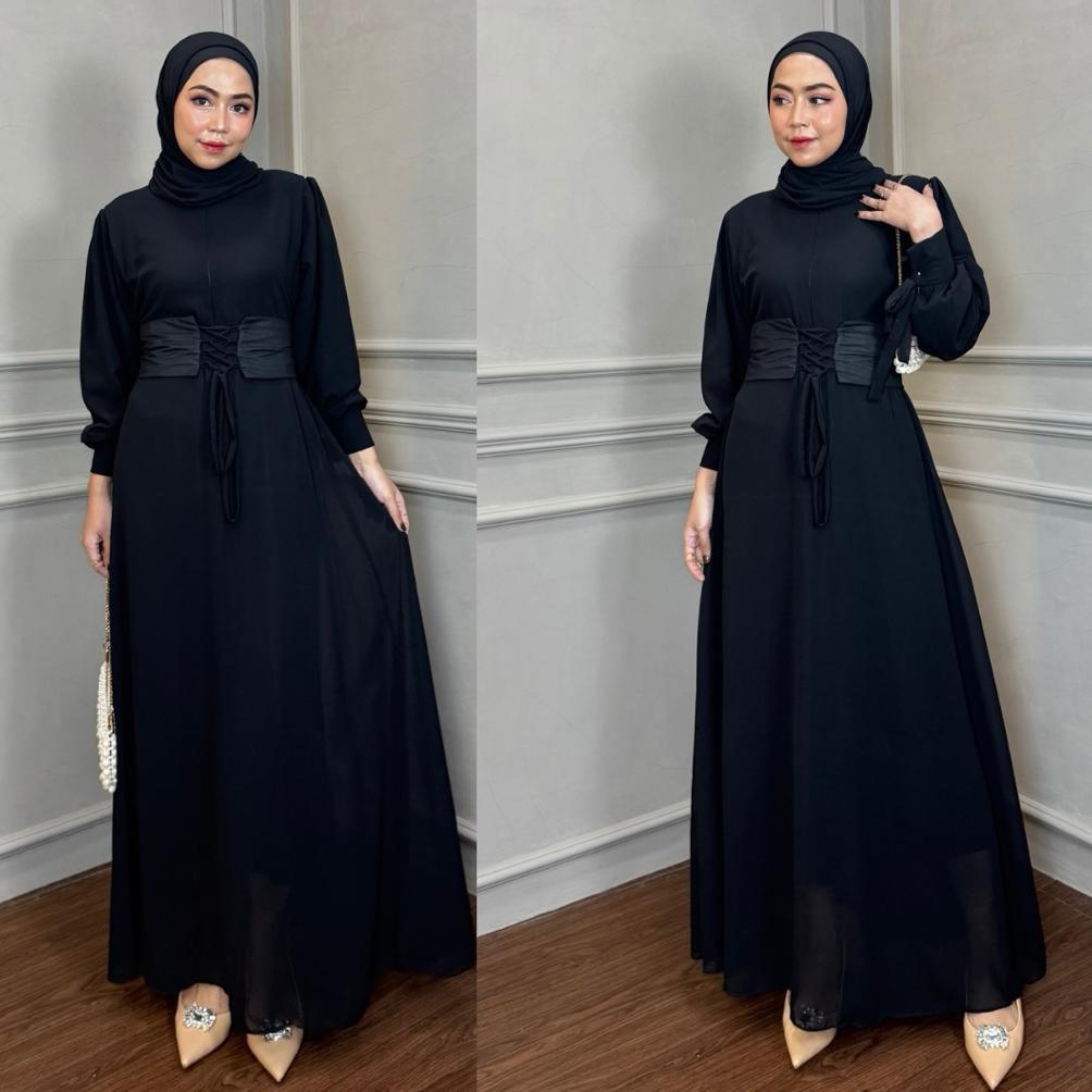 Diskon Lively Long Dress Kondangan Gamis Pesta Seragam Bridesmaid Gaun Prewedding Baju Muslim Polos 