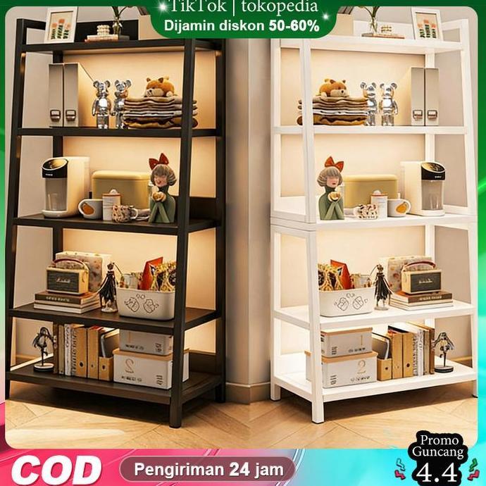Kanimayla - [AK]Besi 5L Tingkat Rack Metal Tempat Penyimpanan Serbaguna Rak Susun Besi Putih&Hitam S