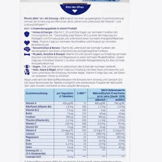 Mivolis Aktiv 65+ isi 60 tablet Multivitamin untuk Lansia