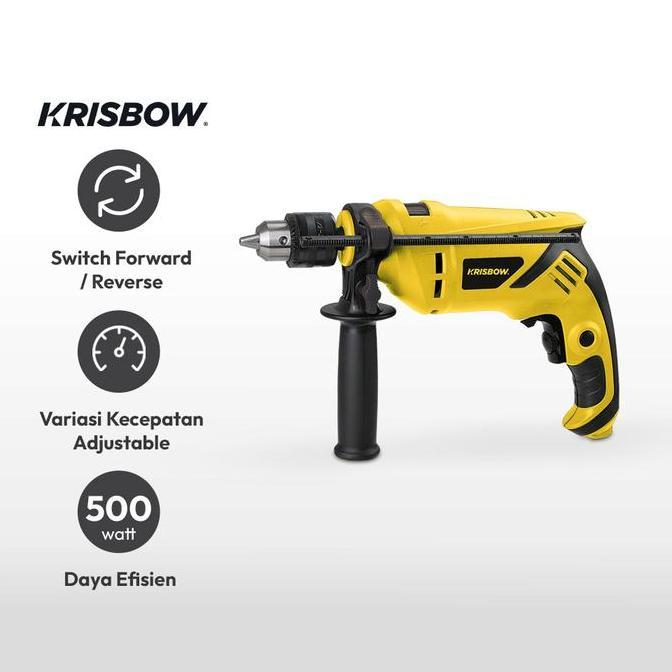 Grosir Azko Krisbow Set Bor Listrik Impact 13 Mm 500 Watt Irids133 Impact Drill Electric Alat Pembua