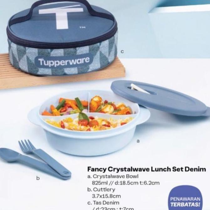 NEW TUPPERWARE CRYSTALWAVE LUNCH BOX SET (1) TEMPAT BEKAL MAKAN FREE TAS ORI