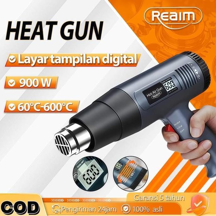 Sale Reaim Heat Gun Hot Air Gun Mesin Heat Gun Pistol Panas Heat Gun Digital 900W 60C-600C Layar Dig
