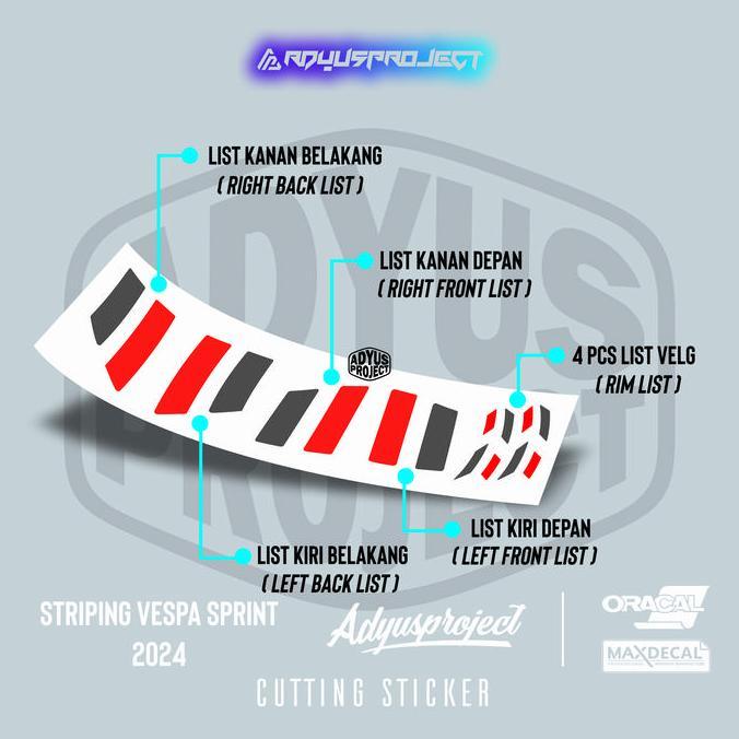 Striping Vespa Sprint NEW 2024, Vespa Sprint & Primavera Cutting Sticker Sticker Vespa Sticker Vesme