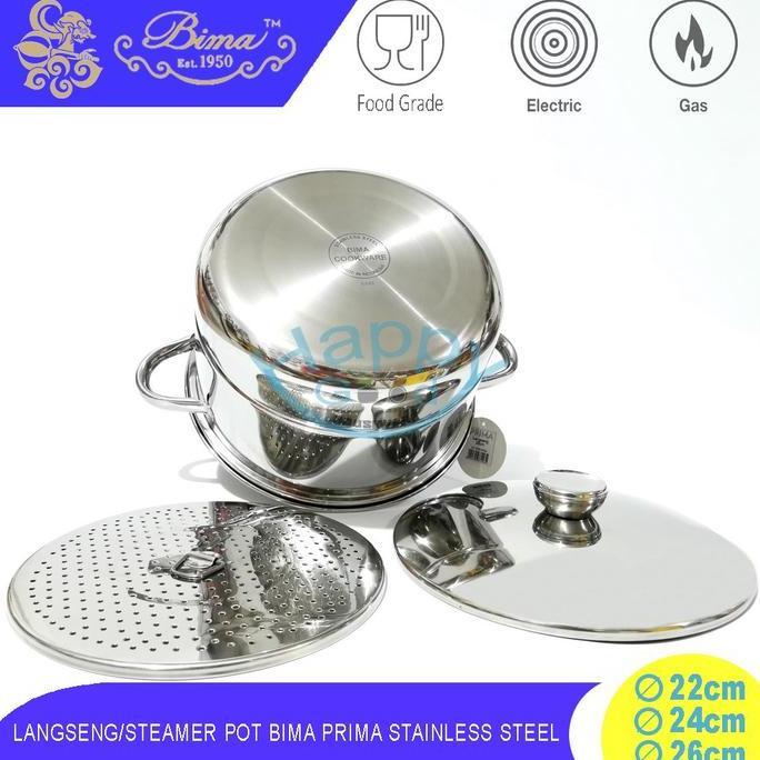 BIMA PRIMA 22-24-26CM STEAMER POT/LANGSENG/PANCI STAINLESS STEEL SUS304