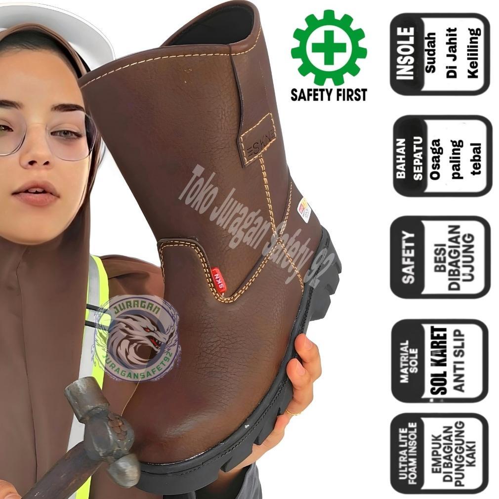 TERBARU Sepatu Safety king Boots Ujung Besi Kulit Skn Shoes Proyek Tol Pabrik Tambang Boot Mirip Kin