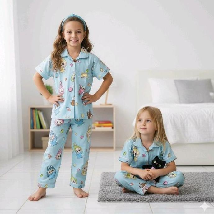 SETELAN BAJU TIDUR ANAK PEREMPUAN MOTIF MIXUE USIA 3 BULAN- 10 TAHUN