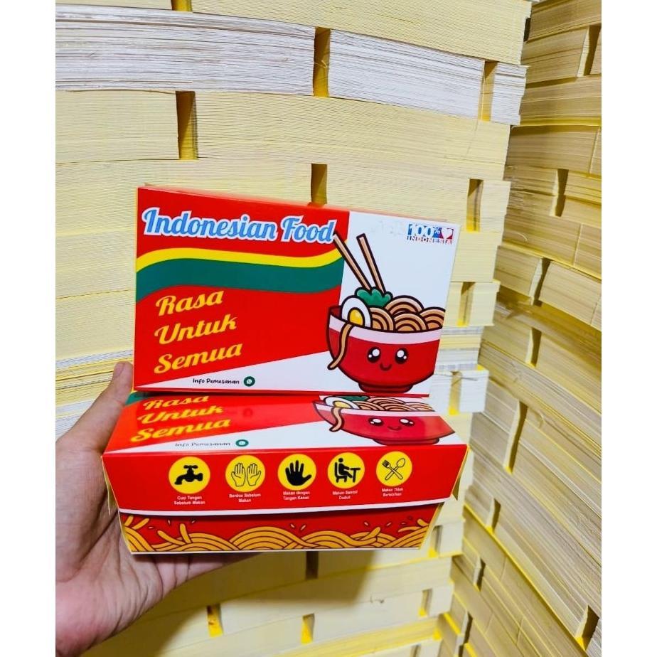 Dus Mie 100 Pcs Kotak Mie Level Goreng Ivory Laminasi Glosy Paper Lunch Box Kwetiau Mie Ayam Mie Yam