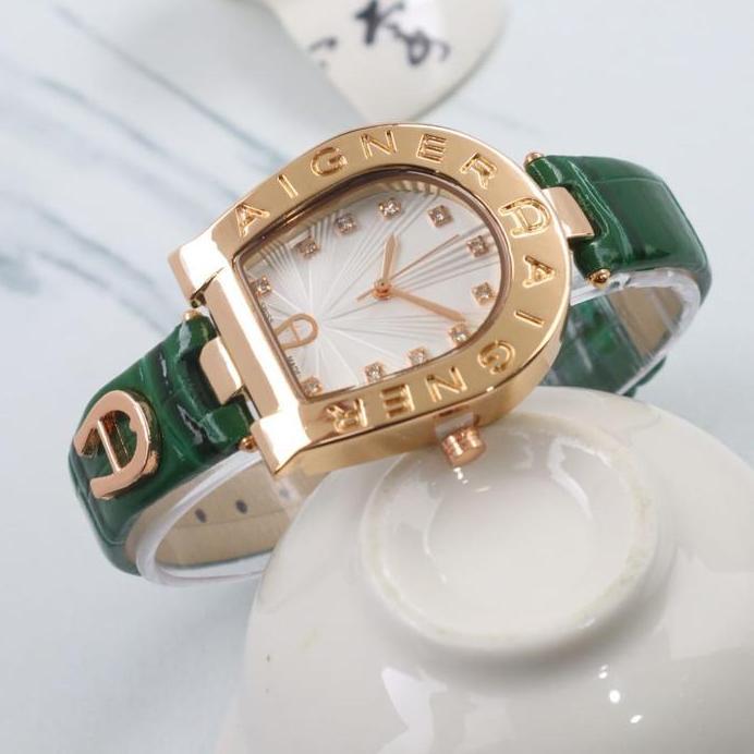 JAM TANGAN WANITA AIGNER VERONA NUOVO TALI KULIT CHASE STAINLESS WATER RESISTANT INCLUDE BOX KARTU &