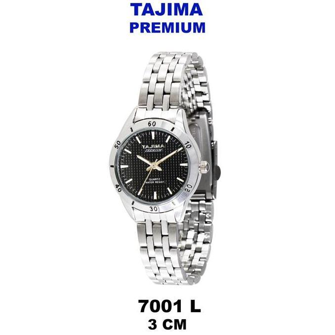 Jam Tangan Analog Wanita Tajima Premium 7001 L Hitam & Silver Stainless Steel Water Resist 3 ATM Wat