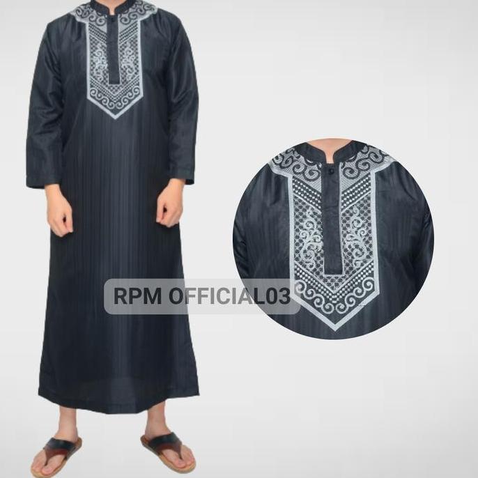 Ready stock Gamis Jubah Muslim Pria Dewasa Mesir Tanpa Kerah Lengan Panjang Berkualitas Premium Orig