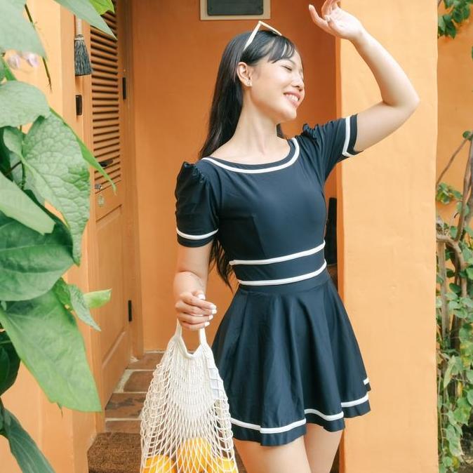 GONDANGWISAN88 - CARNABY SWIMDRESS 2-PIECE SWIMSUIT ROK LEPAS PASANG BAJU RENANG SWIMWEAR BEACH PANT