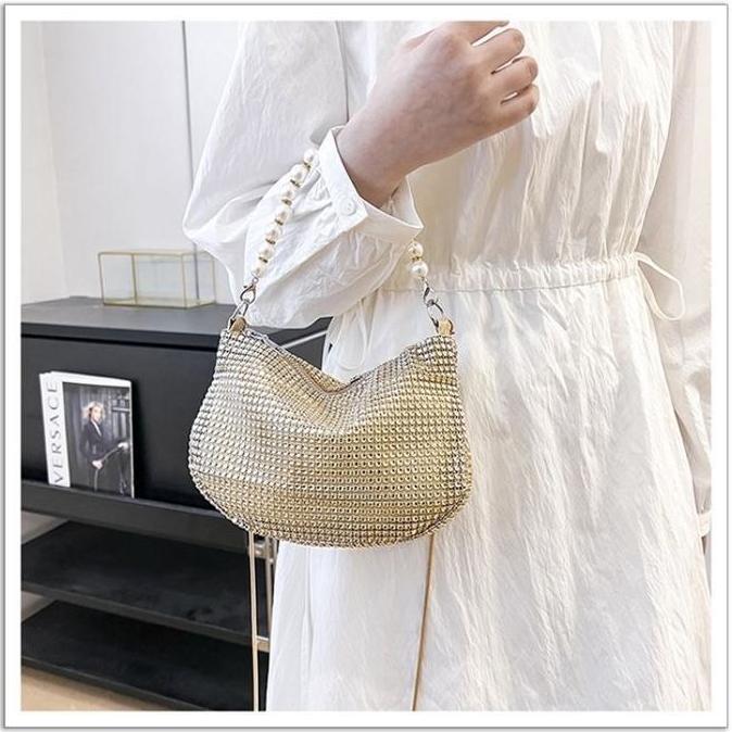 Handbag Minimalis Tas Selempang Permata Mutiara / Tas Pesta Permata Mutiara Mewah/ Tas Selempang Bli