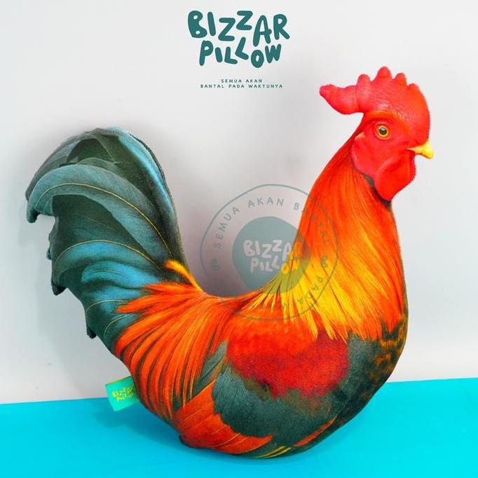 Sleepyou- Bizzarpillow Bantal Karakter Ayam Jago | Cemani Size M Bz476