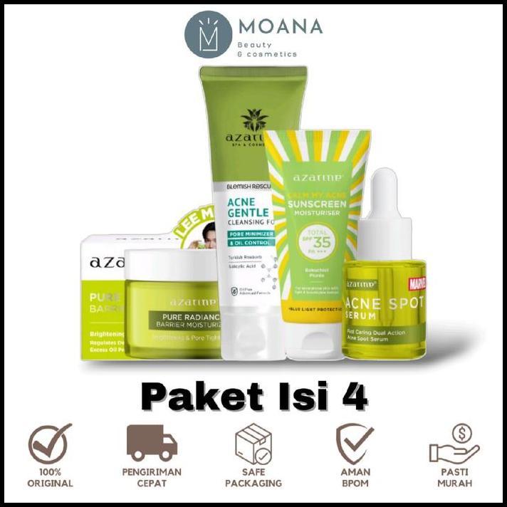 [Perawatan Jerawat 4] Paket Azarine Acne Series | Sunscreen Calm My Acne + Moisturizer Pure Radiance