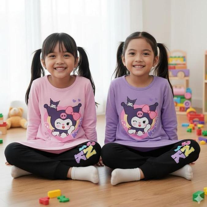 Kaos Daster Anak Perempuan Dress Anak Cewek Tunik Anak Motif Tunik Kuromi LMO