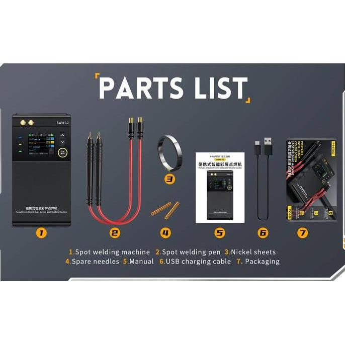 FNIRSI SWM-10 Portable Intelligent Battery Spot Welding Max 0.25MM TFT