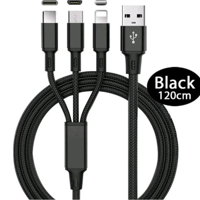 charger Hp Mobil 12 volt kabel usb cas an colokan 3 in 1 carger Handphone Panjang