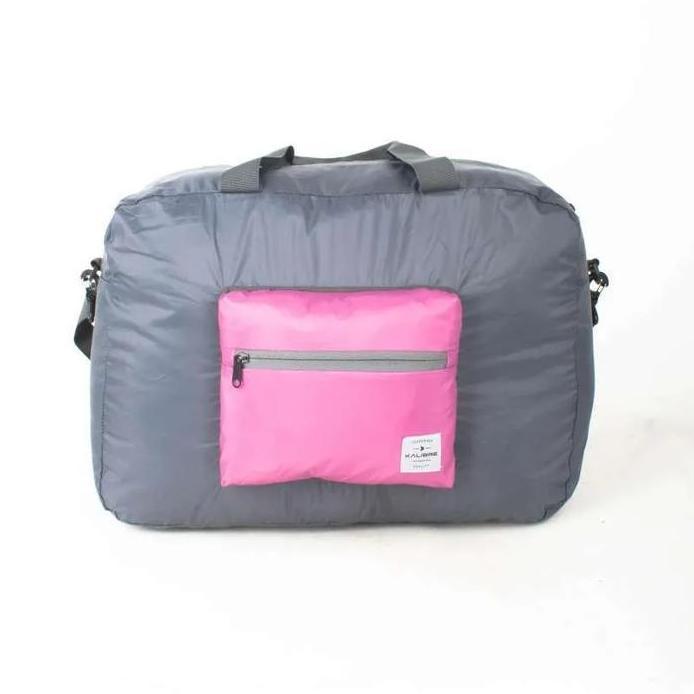 Tas Lipat Kalibre Travel Foldable Bag 22L Abu Pink 931078999 Selempang Jinjing Pakaian Pria Wanita O