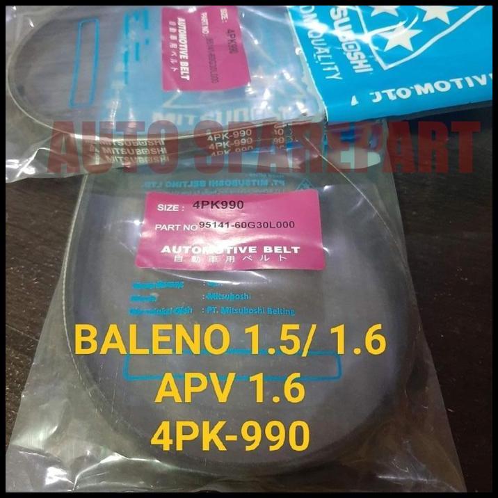 TERBARU FAN VAN V BELT TALI KIPAS 4PK990 BALENO 1.5 1.6 APV 1.6CC 4PK-990 