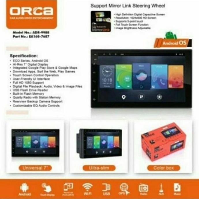 Tv Headunit Android Orca Eco Series 7688 7" Premium