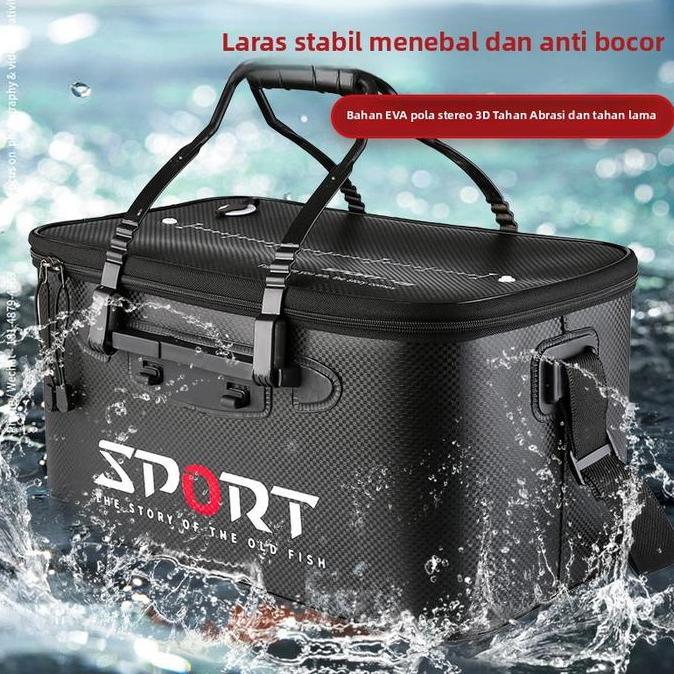Procedere- Ember Ikan Tebal Pola 3D Ember Pelempar Ikan Hidup Otomatis Ember Pancing Lipat Eva Keran