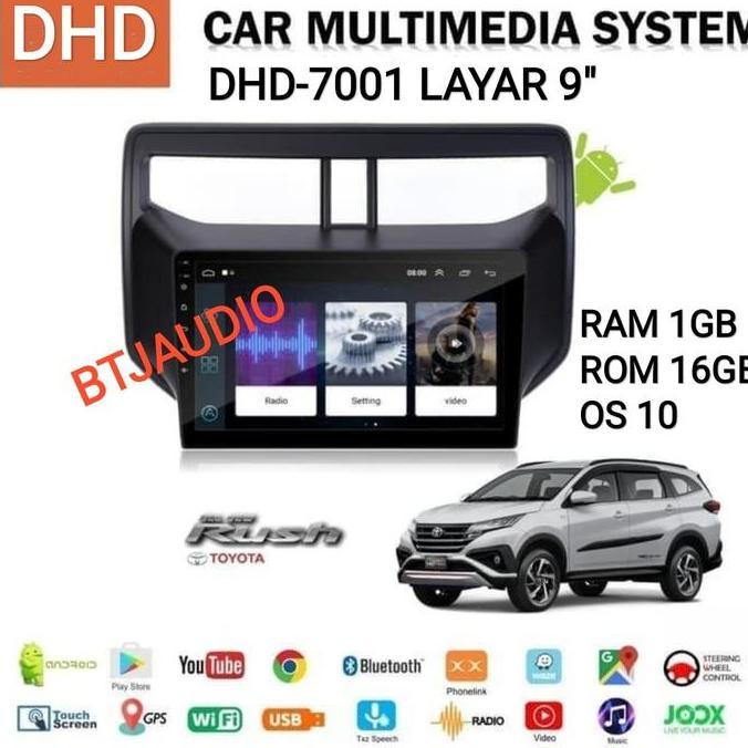 HEAD UNIT TAPE TV MOBIL ANDROID MERK ORCA SKELETON DHD UNTUK TOYOTA RUSH & DAIHATSU TERIOS THN 2018-