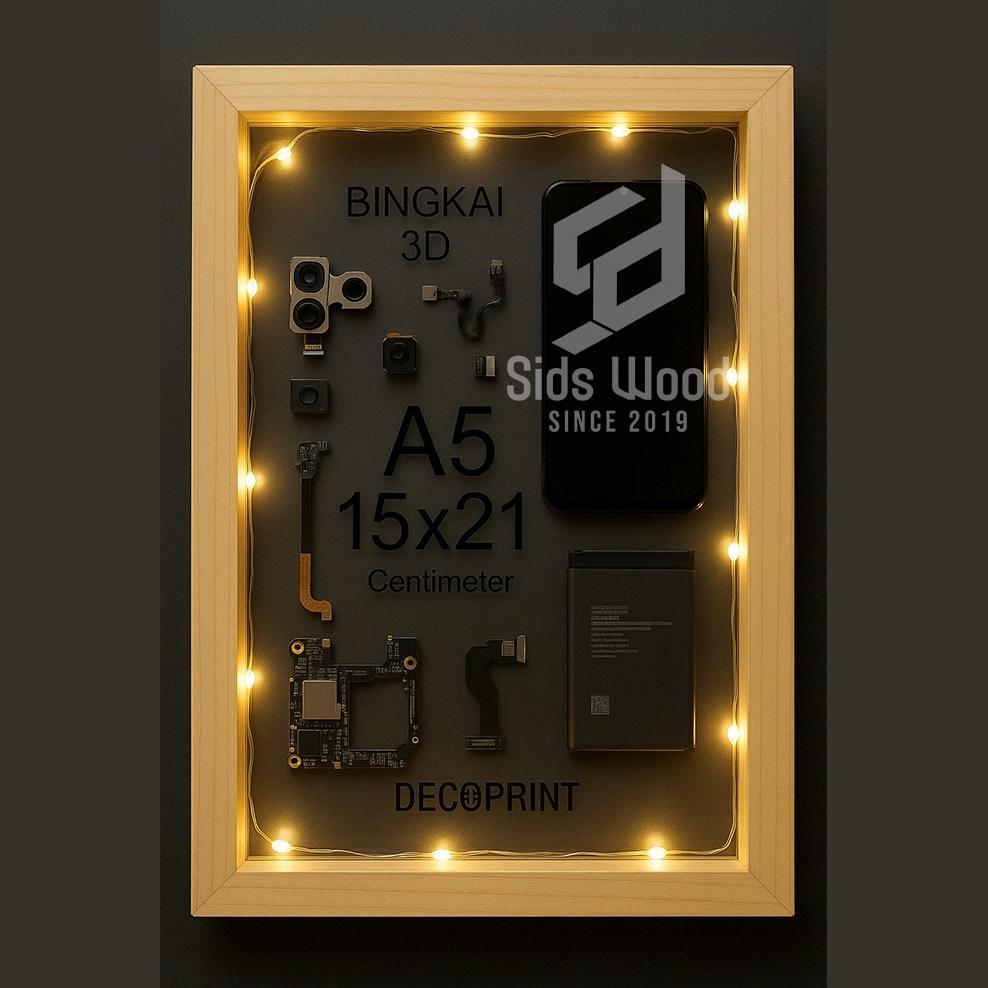 SidsWood [3DA5] Bingkai 3D Kayu Akrilik A5 15x21 cm Bingkai Kayu Untuk Mahar Bingkai 3D Jati Belanda