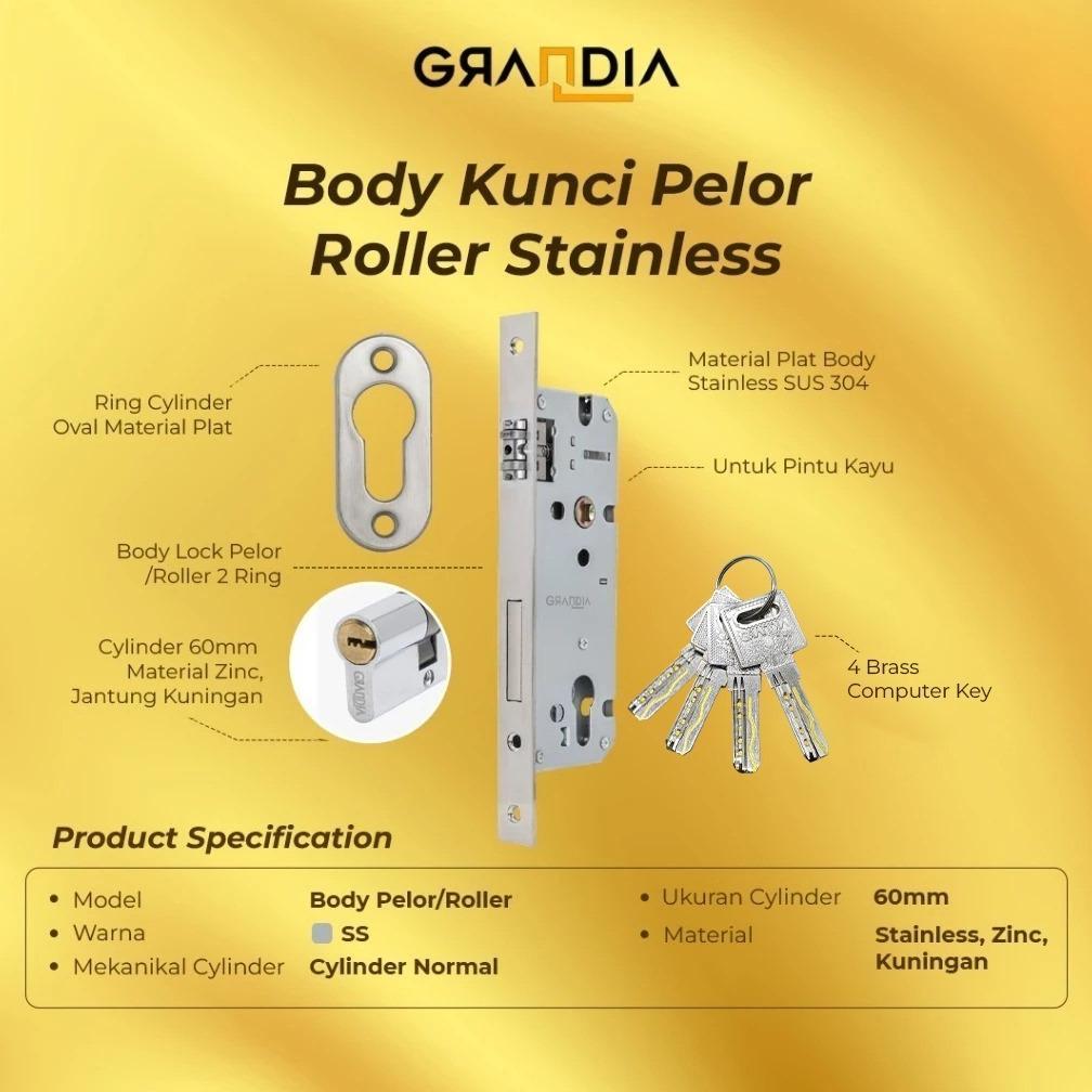 Grandia Body Kunci Roller Pelor Pintu Kupu Tarung Pintu Dua Pintu 1 Daun Pintu Kayu