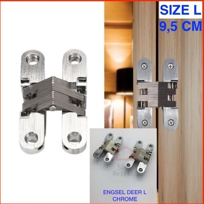 Engsel Deer L Tanam Meja Lipat 95 mm STAINLESS / Besar Invisible Hinge