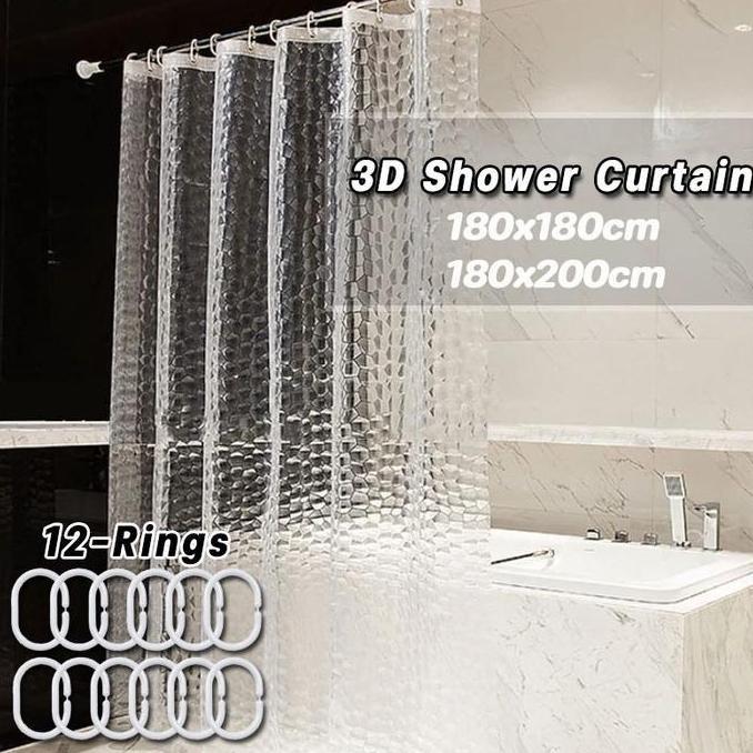 Tirai Kamar Mandi Anti Air 180x200CM / 3D Tirai Mandi Tirai / Tirai Shower Curtain / Tirai Kamar Man