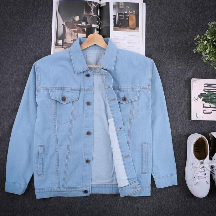 CUCI GUDANGJAKET JEANS POLOS PRIA-JEANS DENIM-JEANS COWOK-JAKET JEANS GAMBAR-JAKET LEVI Distro Hitam