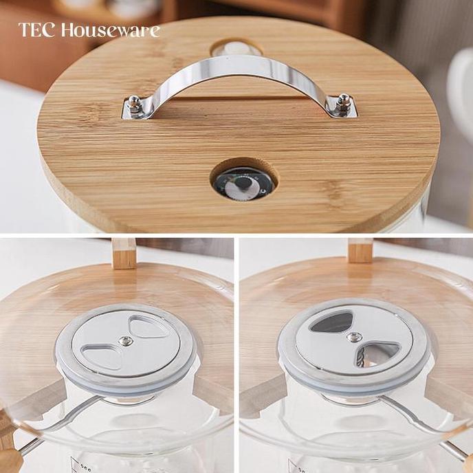 TECMAZI Rice Dispenser Tempat Penyimpanan Beras Wooden Rice Dispenser Dispenser Beras Kayu Tempat Pe
