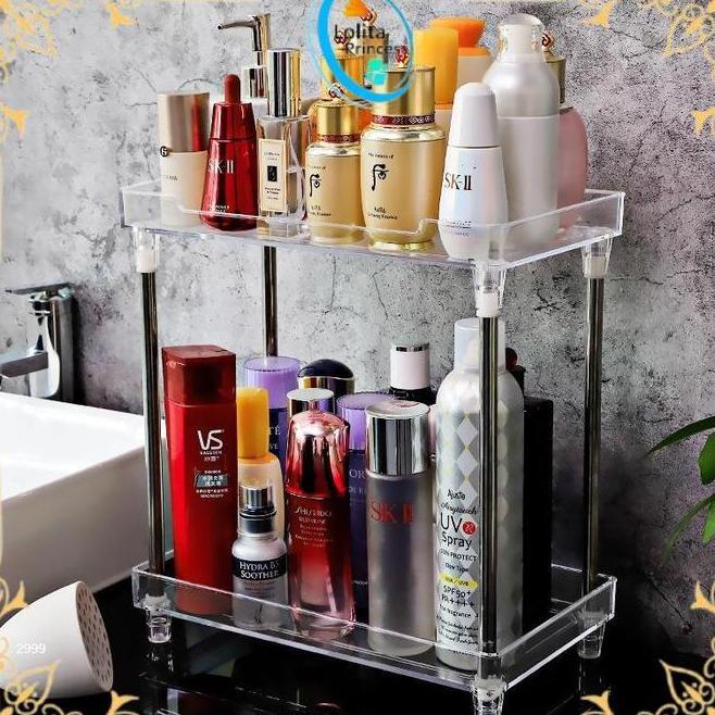 Rak Kosmetik Acrylic 2 Dan 3 Tingkat Serbaguna Rak Make Up Rak Penyimpanan Multifungsi