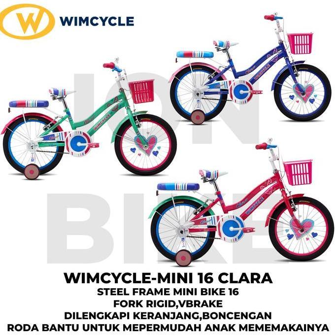 Sepeda Mini 16 18 WIMCYCLE Clara 2.0 Anak Cewek Kids Bike Wim Cycle
