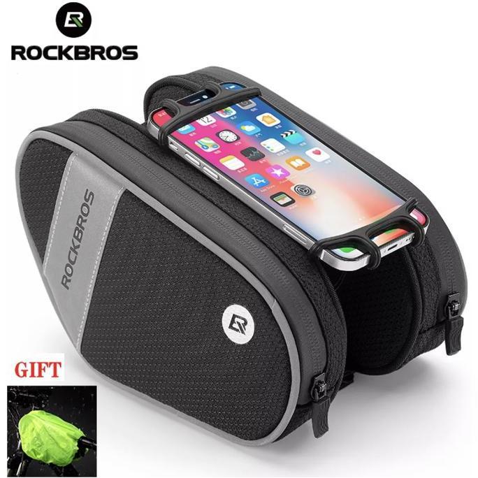 ROCKBROS Bicycle Bag Phone Holder Reflective Rainproof Tas Sepeda
