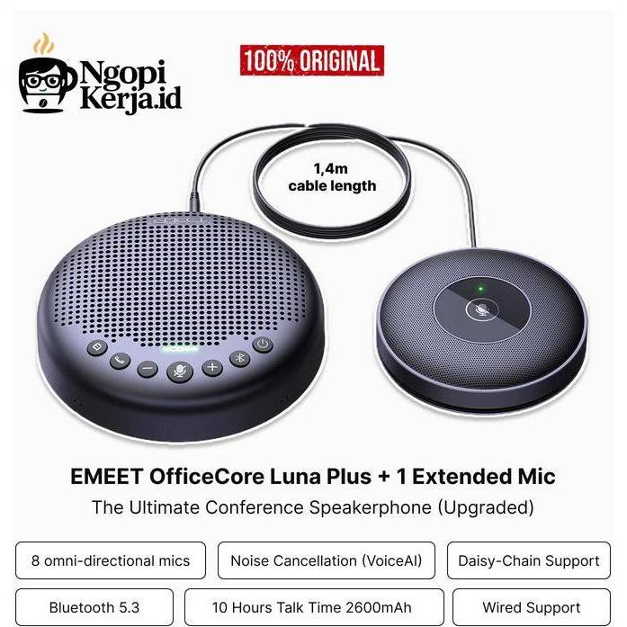 Promo Emeet Luna Plus Meeting Kit (Dengan Mikrofon Ekstensi) Speakerphone Conference, 8 Mikrofon, 36