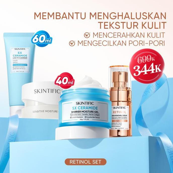 Naysillia_T - Diskon GedeSkintific 4Pcs Skincare : 60Ml Facial Wash + Moistuirizer*2 + Serum , Skinc