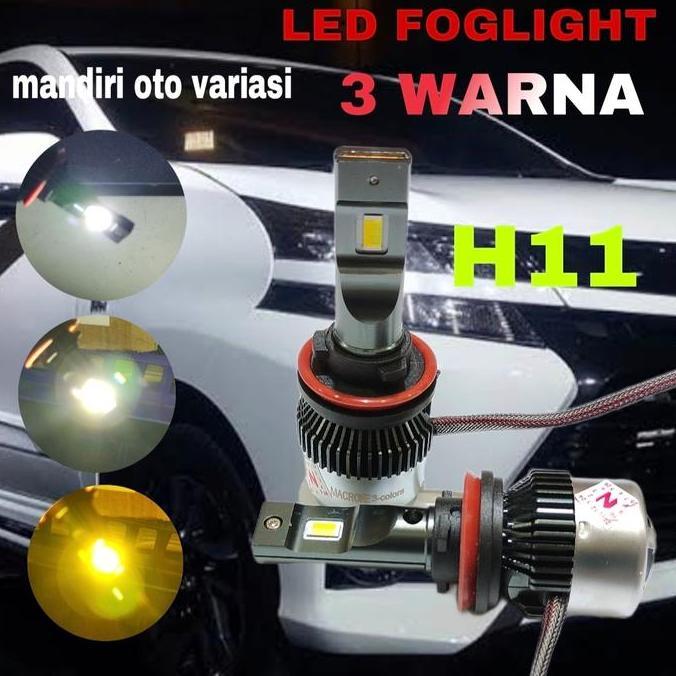 LAMPU LED FOGLAMP MACRONE 3 WARNA H11 FOGLIGHT H11 MC6 3WARNA MACRONE READY