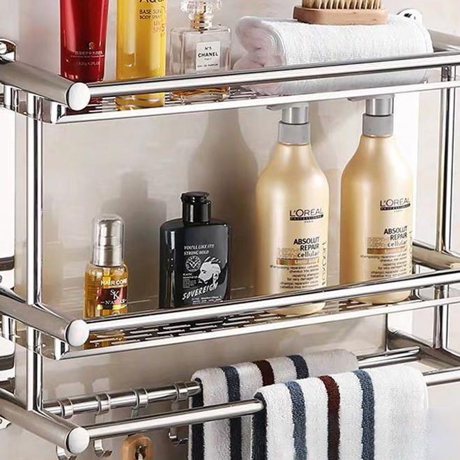 Rak Gantung Kamar Mandi,Rak Handuk Stainless Steel,Rak Kamar Mandi,Perlengkapan Kamar Mandi,Rak Sabu