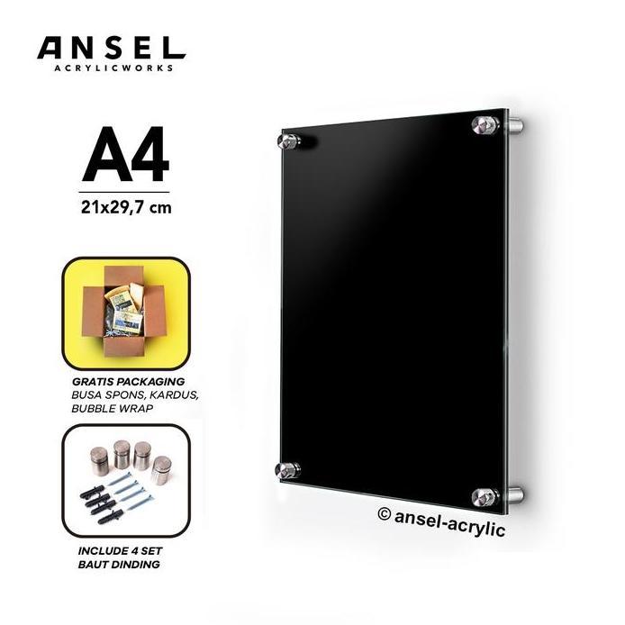 Acrylic Wall Frame / Bingkai Foto Dinding Akrilik / A4 Hitam [Satuan]